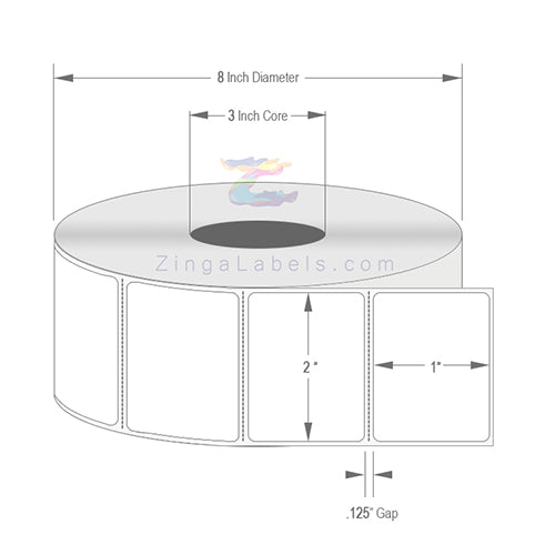 2" x 1", 8"OD, 3" Core, Perforated ($0.003 per Label)