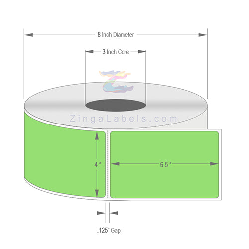 4" x 6.5", Blank Florescent Green Thermal Transfer Labels