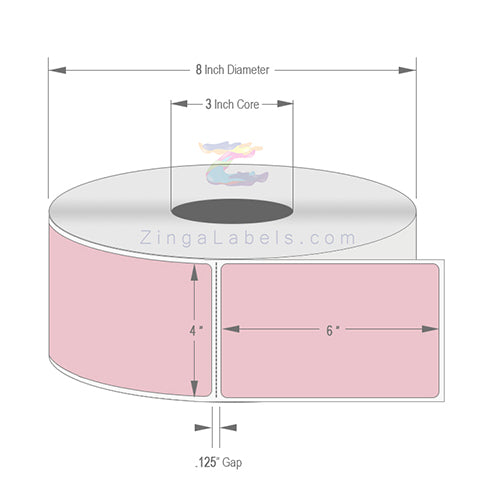 4 x 6", Blank Pink (PMS 196) Thermal Transfer Labels