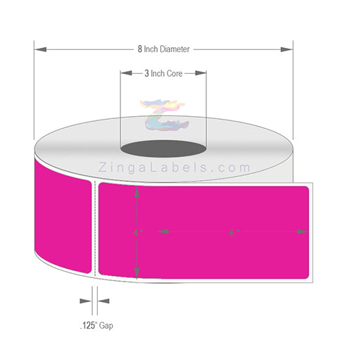 4" x 6", Blank Florescent Pink Thermal Transfer Labels