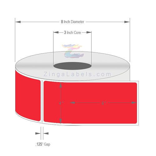 4 x 6", Blank Florescent Red Thermal Transfer Labels