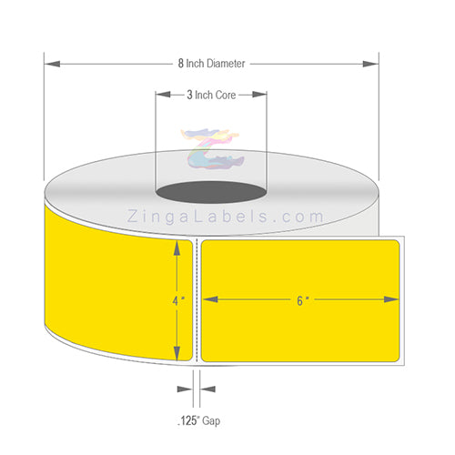 4 x 6", Blank Pantone Yellow Thermal Transfer Labels
