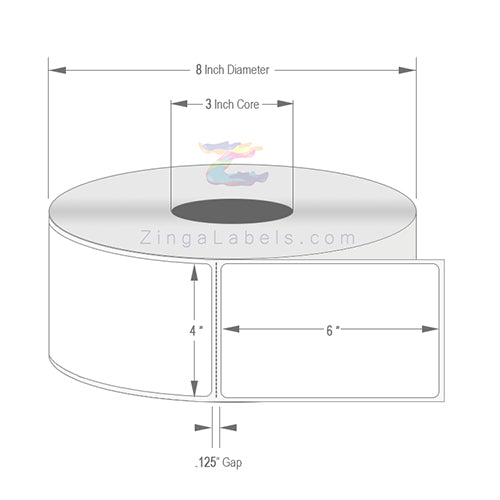 4 x 6", White Direct Thermal Labels