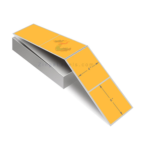 Orange Thermal Transfer Labels, Fan Folded 4 x 6"