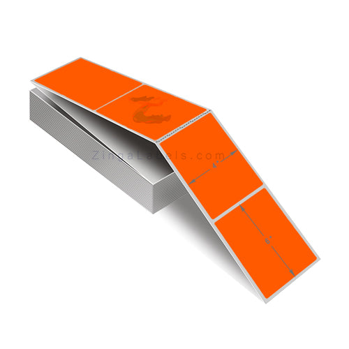 Florescent Orange Thermal Transfer Labels, Fan Folded 4 x 6"