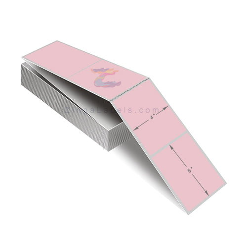 Pink Thermal Transfer Labels, Fan Folded 4 x 6"