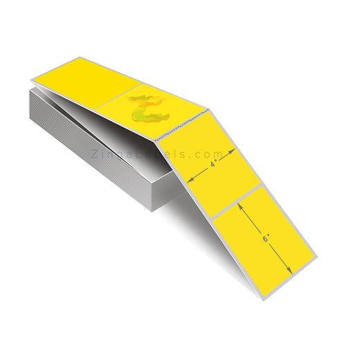 Pantone Yellow Thermal Transfer Labels, Fan Folded 4 x 6"
